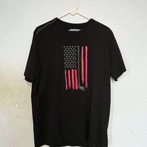 Hawke & Co Flag Performance Golf T-Shirt Men’s XL Black 100% Cotton Like New